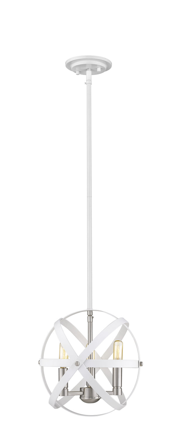 Z-Lite - 463-12HWH-BN - Three Light Chandelier - Cavallo - Hammered White / Brushed Nickel