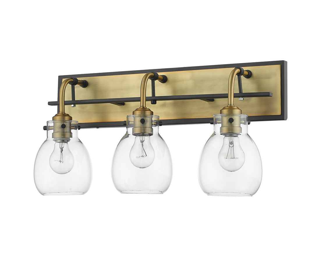 Z-Lite - 466-3V-MB-OBR - Three Light Vanity - Kraken - Matte Black / Olde Brass