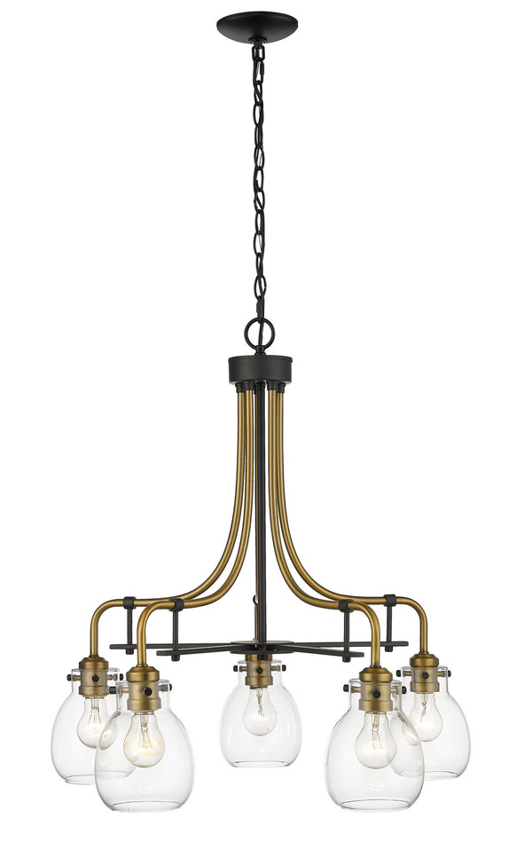 Z-Lite - 466-5MB-OBR - Five Light Chandelier - Kraken - Matte Black / Olde Brass