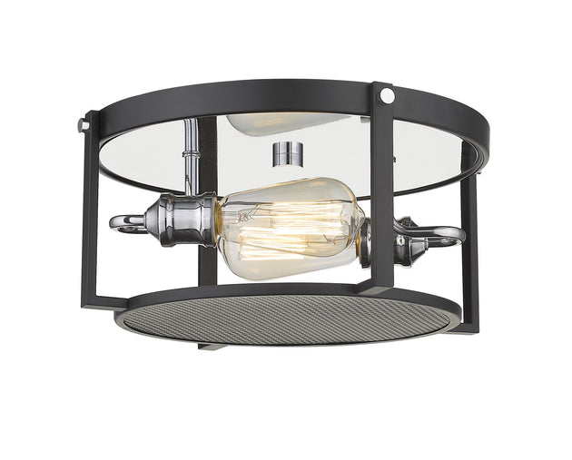 Z-Lite - 723F13-MB+CH - Two Light Flush Mount - Halcyon - Matte Black / Chrome
