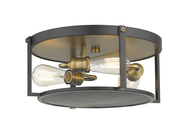 Z-Lite - 723F15-BRZ+HBR - Three Light Flush Mount - Halcyon - Bronze / Heritage Brass