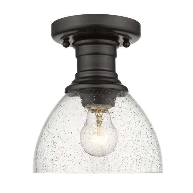 Golden - 3118-SF BLK-SD - One Light Semi-Flush Mount - Hines BLK - Matte Black
