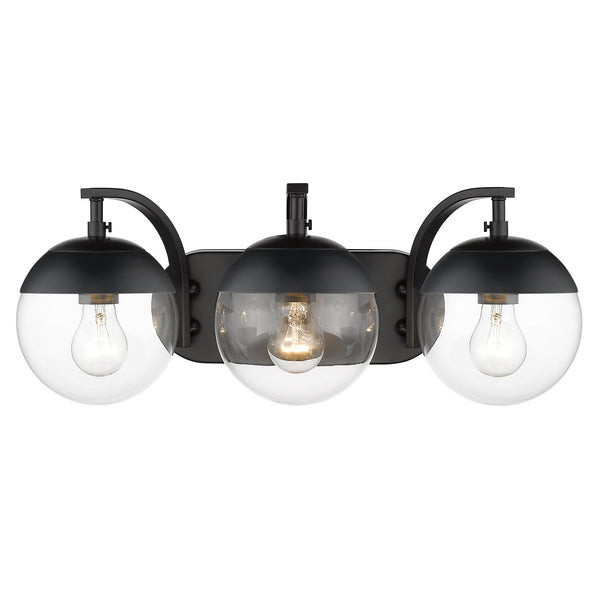 Golden - 3219-BA3 BLK-BLK - Three Light Bath Vanity - Dixon BLK - Matte Black