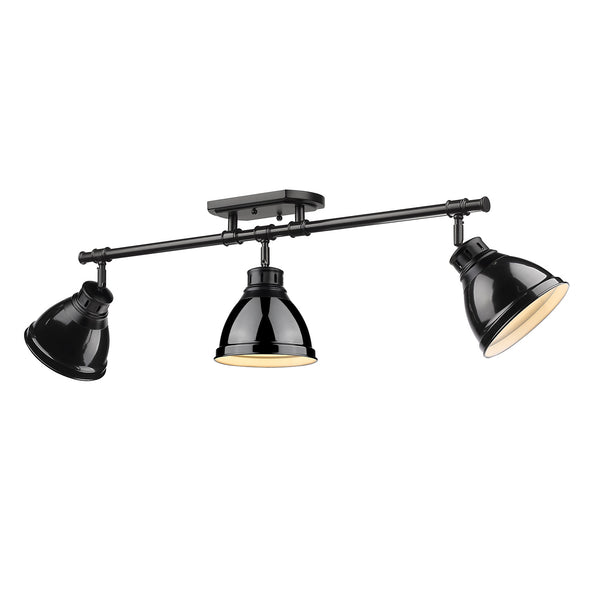 Golden - 3602-3SF BLK-BK - Three Light Semi-Flush Mount - Duncan BLK - Matte Black