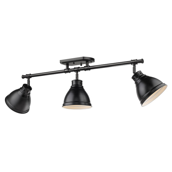 Golden - 3602-3SF BLK-BLK - Three Light Semi-Flush Mount - Duncan BLK - Matte Black