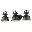 Golden - 3602-BA3 BLK-BLK - Three Light Bath Vanity - Duncan BLK - Matte Black