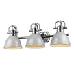 Golden - 3602-BA3 CH-GY - Three Light Bath Vanity - Duncan CH - Chrome