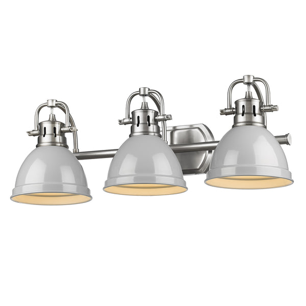 Golden - 3602-BA3 PW-GY - Three Light Bath Vanity - Duncan PW - Pewter