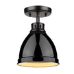 Golden - 3602-FM BLK-BK - One Light Flush Mount - Duncan BLK - Matte Black