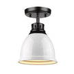 Golden - 3602-FM BLK-WH - One Light Flush Mount - Duncan BLK - Matte Black