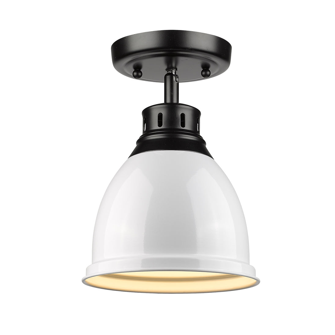 Golden - 3602-FM BLK-WH - One Light Flush Mount - Duncan BLK - Matte Black