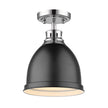 Golden - 3602-FM CH-BLK - One Light Flush Mount - Duncan CH - Chrome