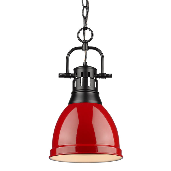 Golden - 3602-S BLK-RD - One Light Pendant - Duncan BLK - Matte Black