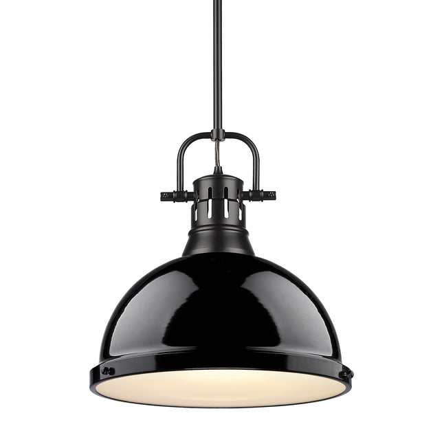 Golden - 3604-L BLK-BK - One Light Pendant - Duncan BLK - Matte Black