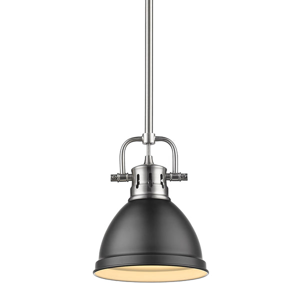 Golden - 3604-M1L PW-BLK - One Light Mini Pendant - Duncan PW - Pewter