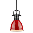 Golden - 3604-S BLK-RD - One Light Pendant - Duncan BLK - Matte Black