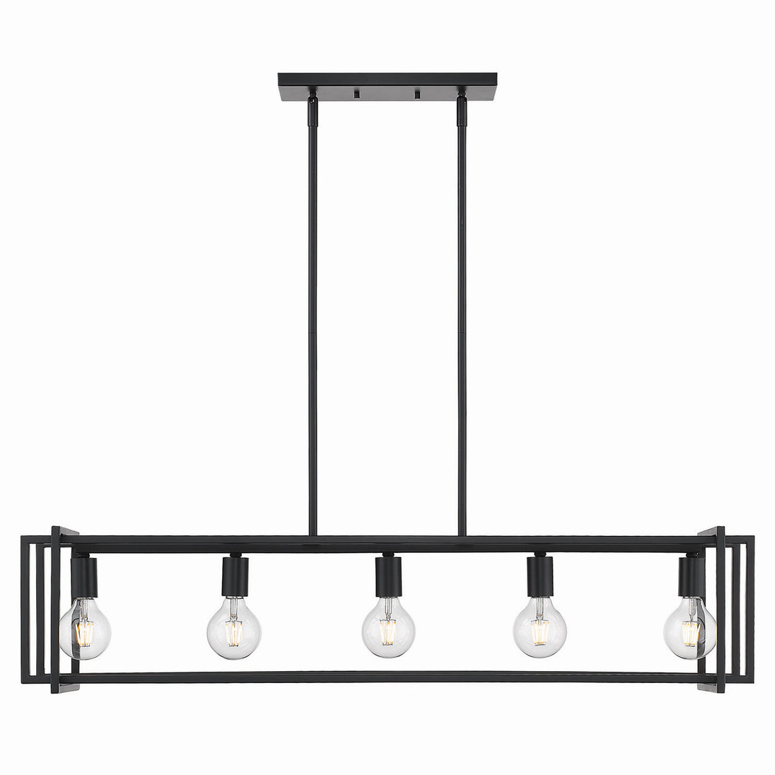 Golden - 6070-LP BLK-BLK - Five Light Linear Pendant - Tribeca BLK - Matte Black