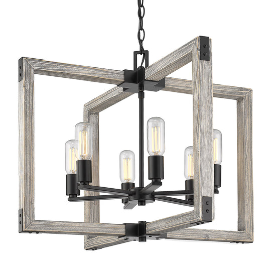 Golden - 7808-6 BLK - Six Light Chandelier - Lowell - Matte Black