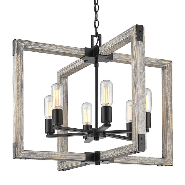 Golden - 7808-6 BLK - Six Light Chandelier - Lowell - Matte Black