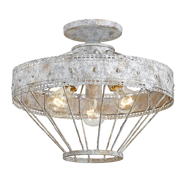 Golden - 7856-SF OY - Three Light Semi-Flush Mount - Ferris OY - Oyster