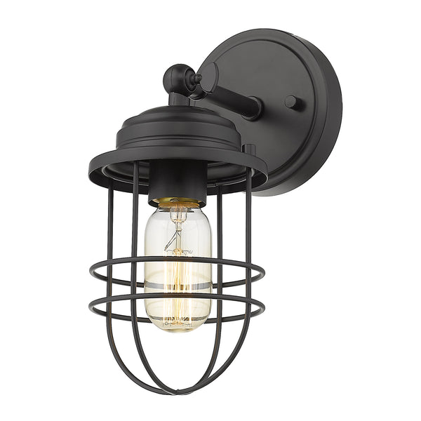 Golden - 9808-1W BLK - One Light Wall Sconce - Seaport BLK - Matte Black