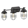 Golden - 9808-BA3 BLK - Three Light Bath Vanity - Seaport BLK - Matte Black