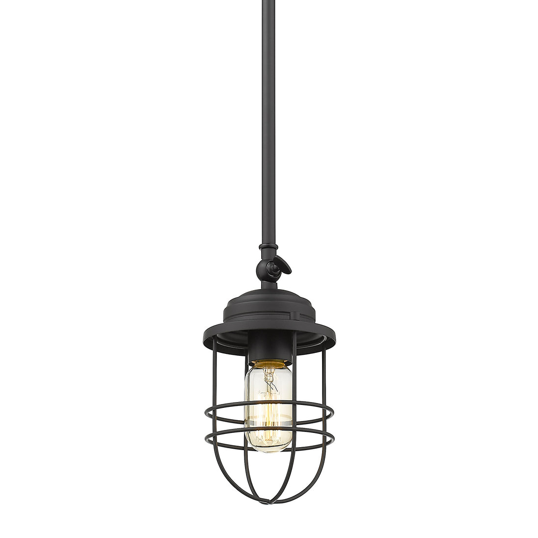 Golden - 9808-M1L BLK - One Light Mini Pendant - Seaport BLK - Matte Black