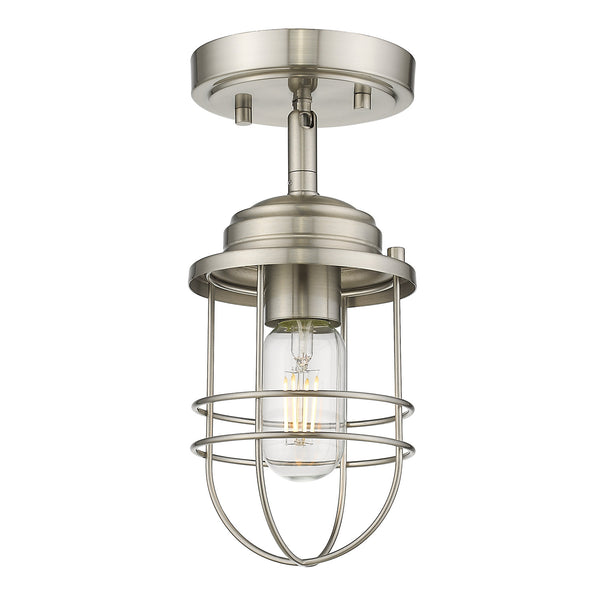 Golden - 9808-SF PW - One Light Semi-Flush Mount - Seaport PW - Pewter