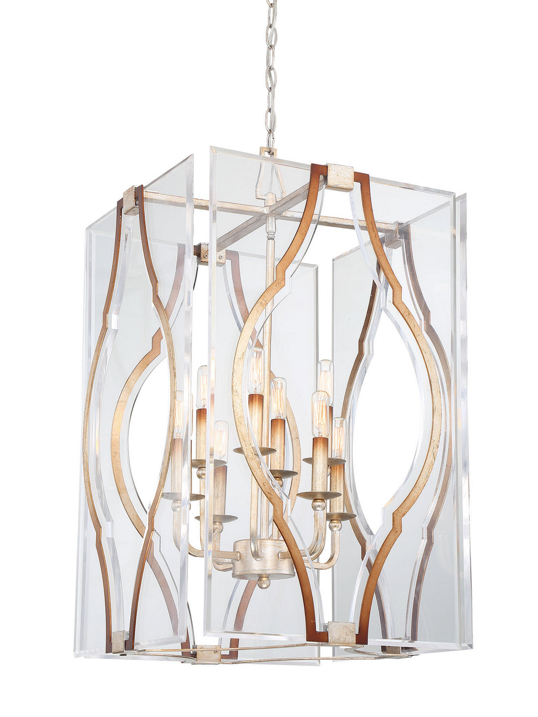 Metropolitan - N7768-683 - Eight Light Pendant - Brenton Cove - Gold Mist Gold Leaf