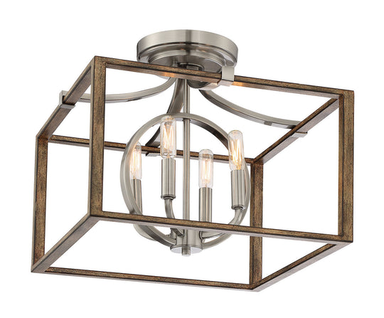 Minka-Lavery - 4013-280 - Four Light Semi Flush Mount - Country Estates - Sun Faded Wood W/Brushed Nicke