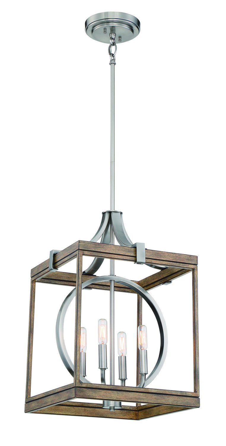 Minka-Lavery - 4014-280 - Four Light Pendant - Country Estates - Sun Faded Wood W/Brushed Nicke