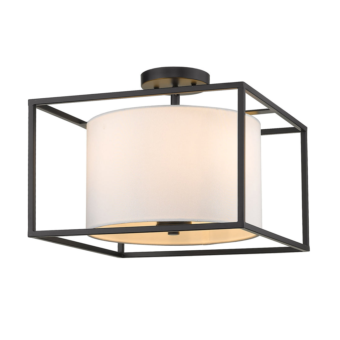 Golden - 2243-SF BLK-MWS - Three Light Semi-Flush Mount - Manhattan - Matte Black