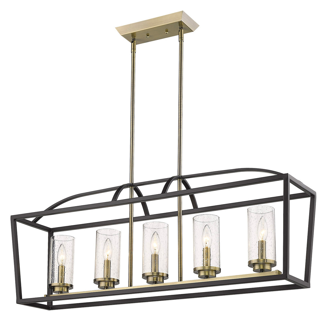 Golden - 4309-LP BLK-AB-SD - Five Light Linear Pendant - Mercer - Matte Black