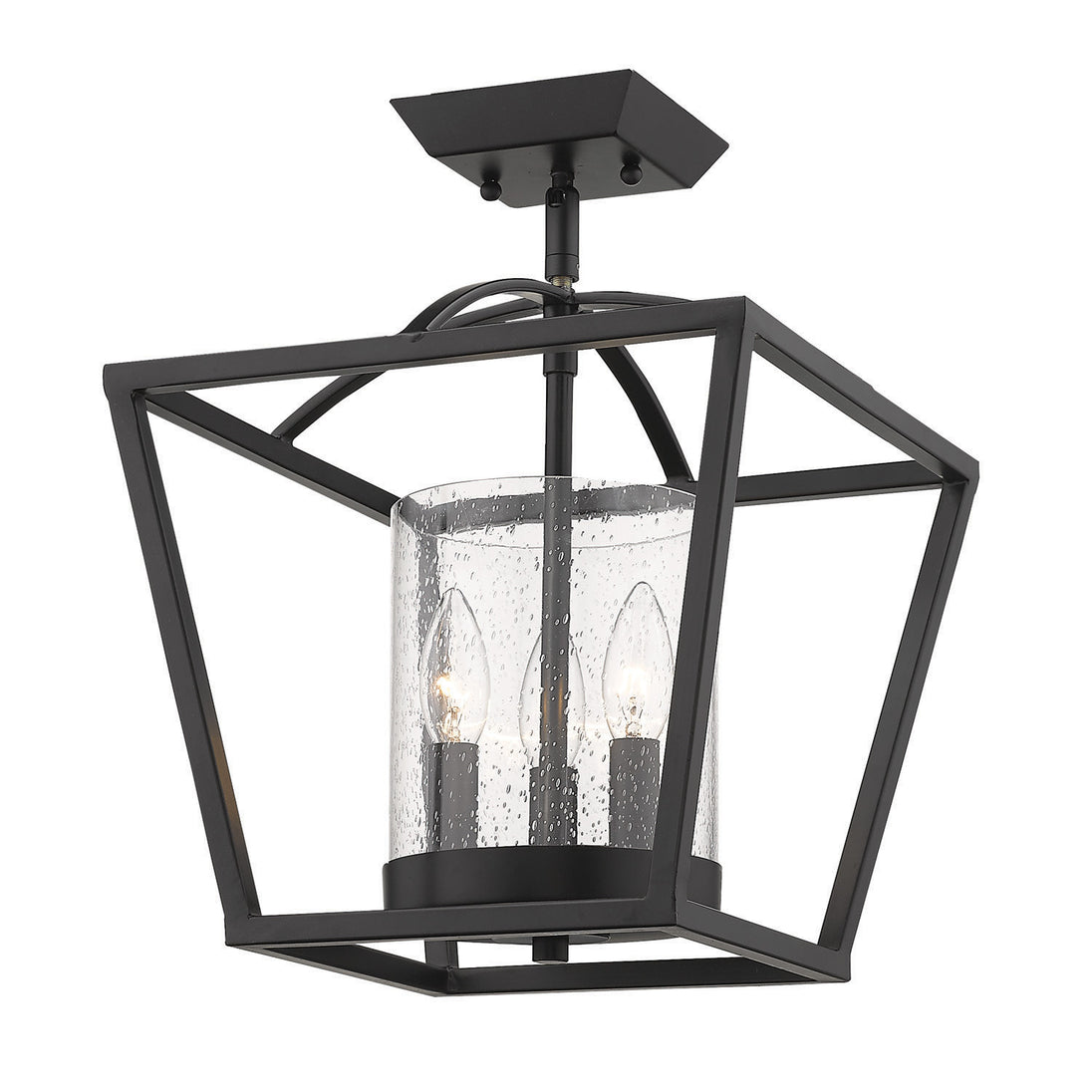 Golden - 4309-SF BLK-BLK-SD - Three Light Semi-Flush Mount - Mercer - Matte Black