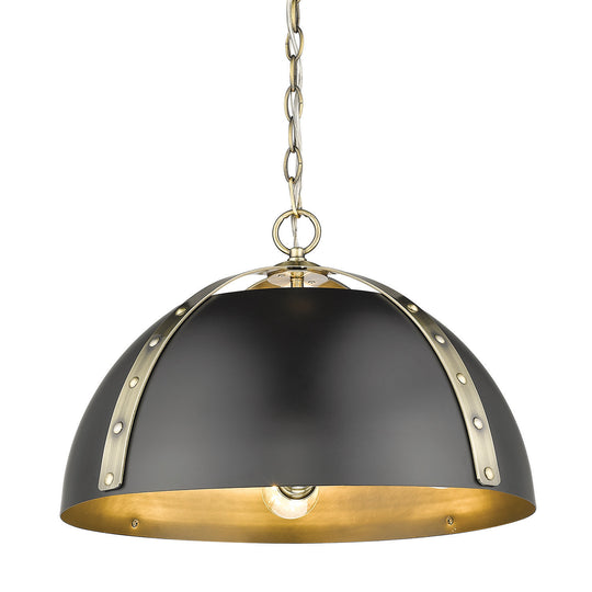 Golden - 6928-3P AB-BLK - Three Light Pendant - Aldrich AB - Aged Brass