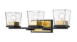 Z-Lite - 475-3V-MB-OBR - Three Light Vanity - Bleeker Street - Matte Black / Olde Brass