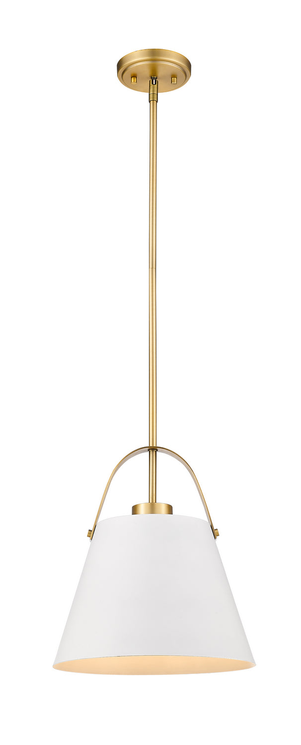 Z-Lite - 726P-MW+HBR - One Light Pendant - Z-Studio - Matte White / Heritage Brass