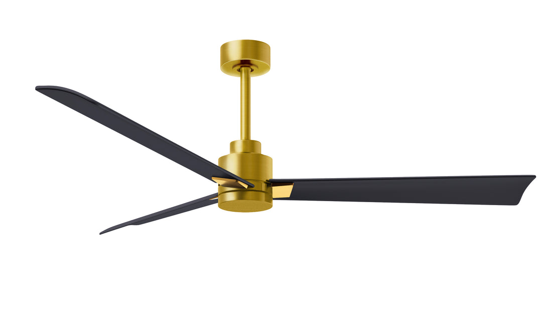Alessandra 56" Brushed Brass Matte Black Blade Finish