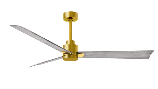 Alessandra 56" Brushed Brass Barn Wood Tone Blade Finish